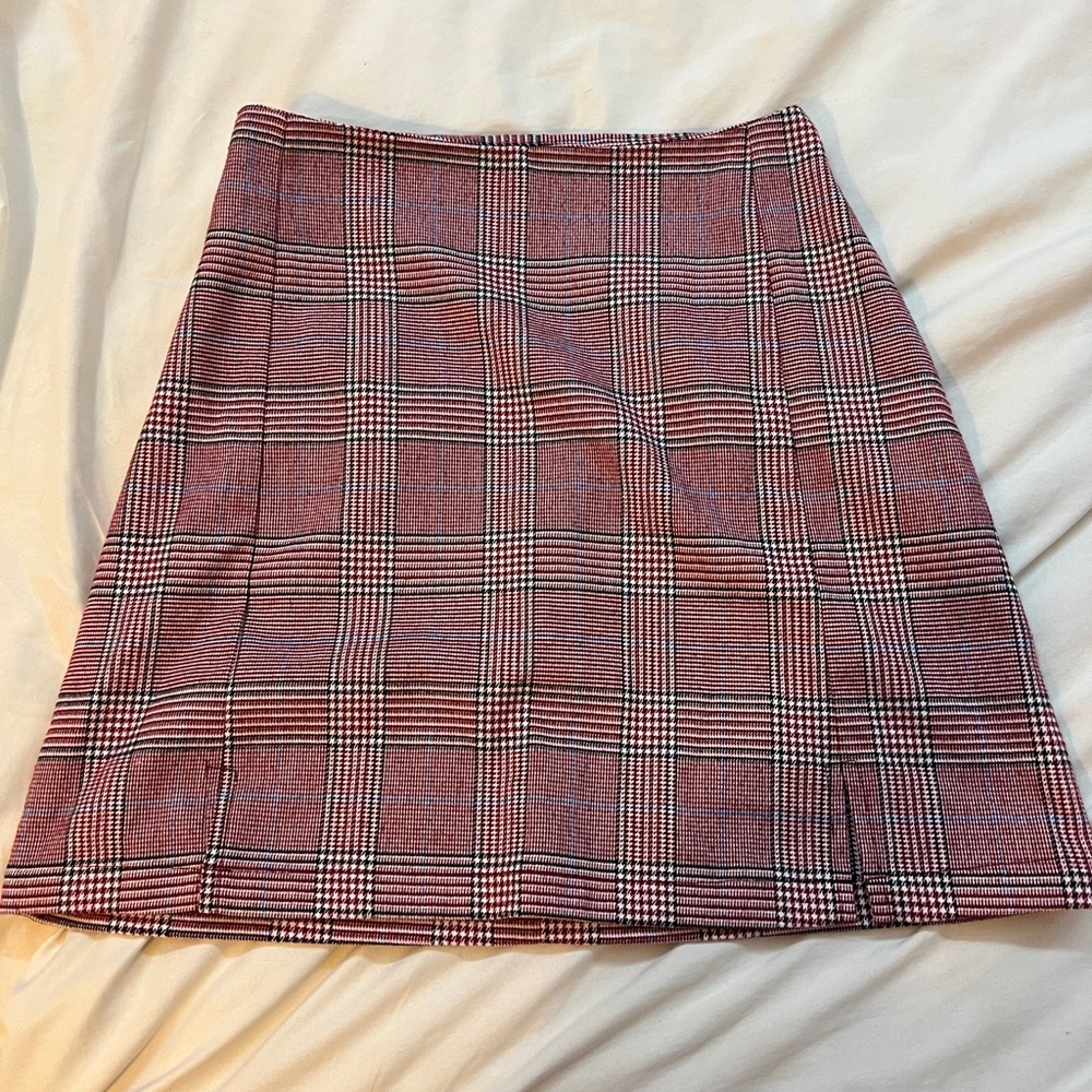 Brandy Melville Red and Black Plaid A-Line Skirt